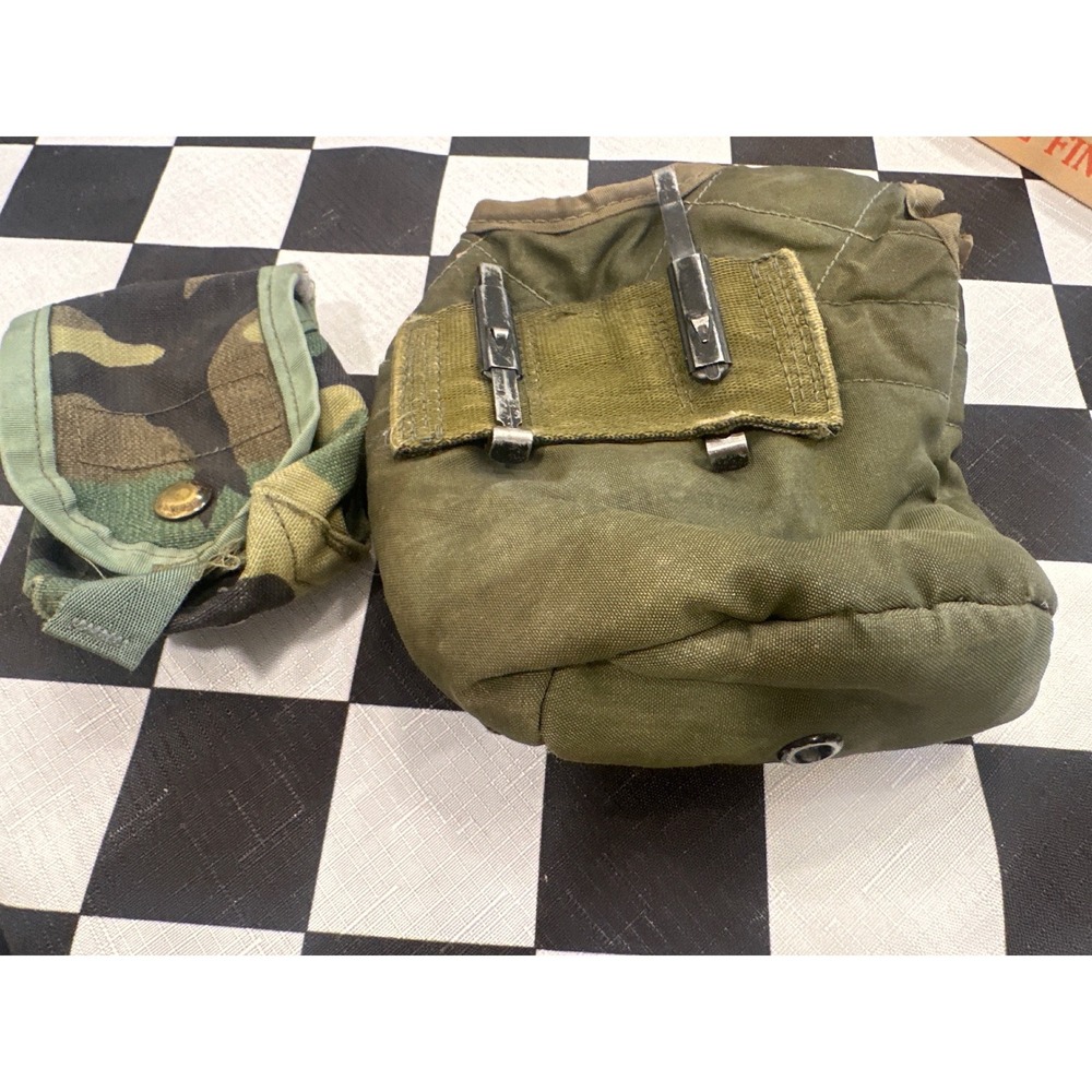 US Military MOLLE II Grenade Pouch Woodland Camo & Olive Canteen Cover Bundle